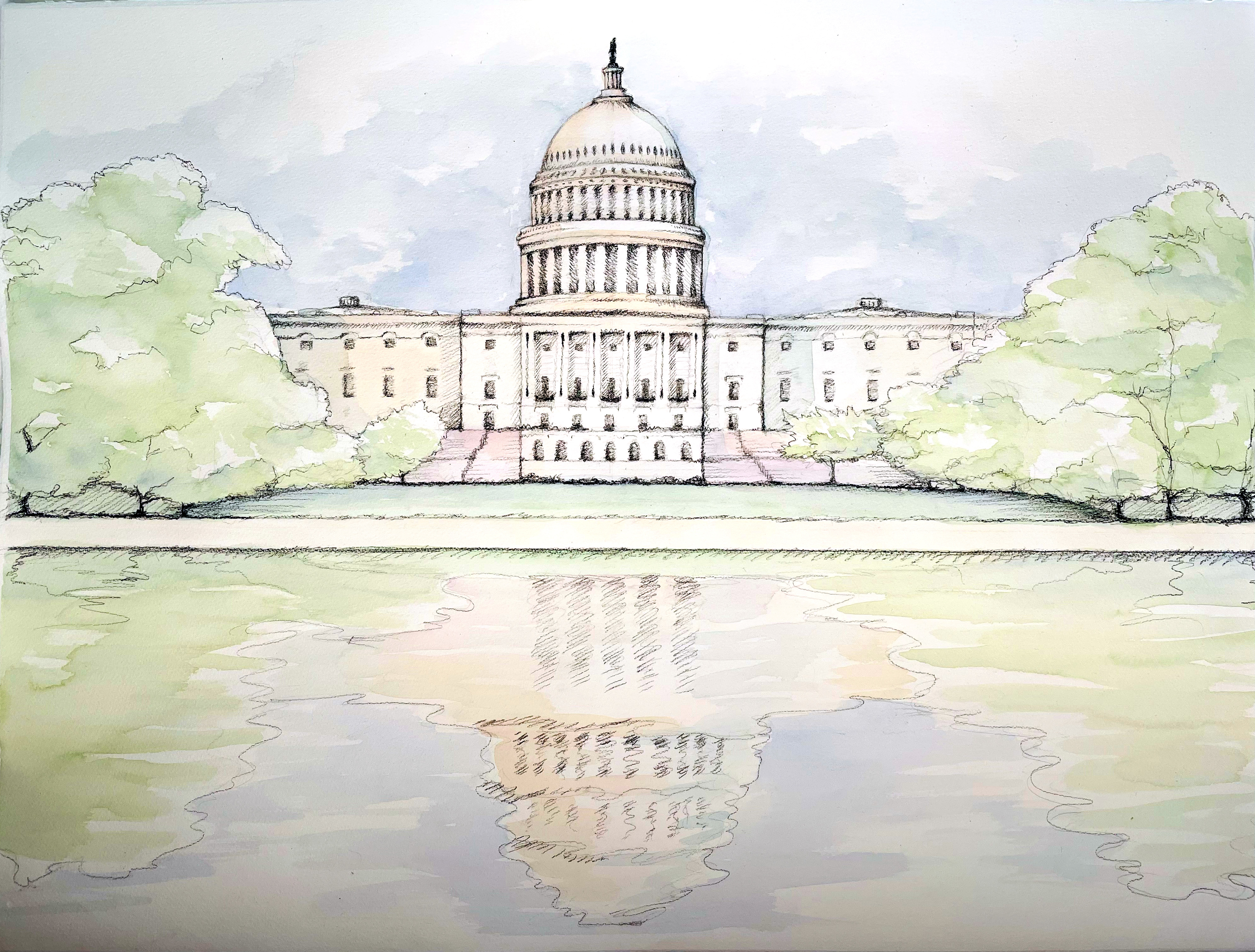 DC Landscape Capitol Watercolor