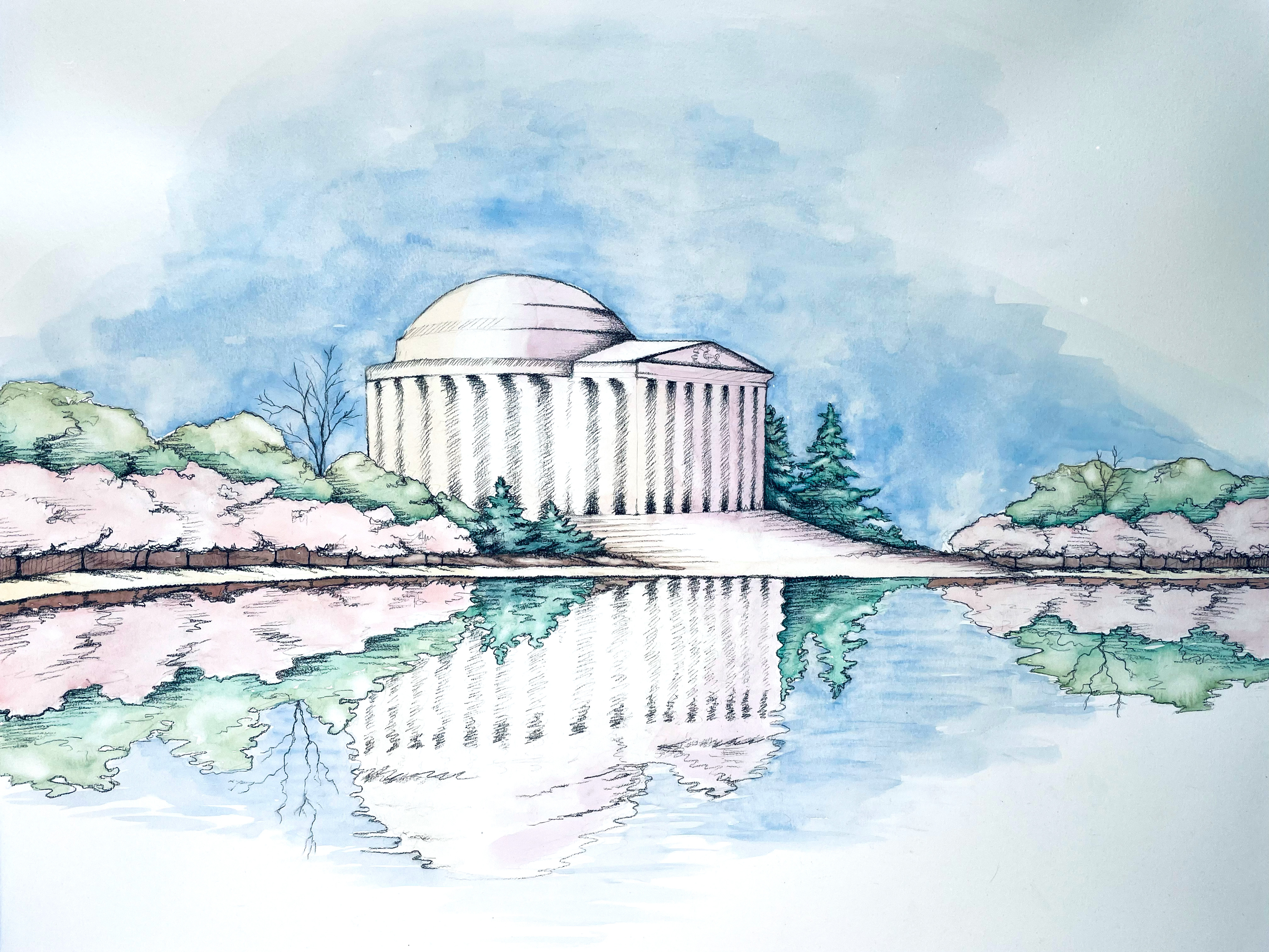 DC Landscape Jefferson Watercolor