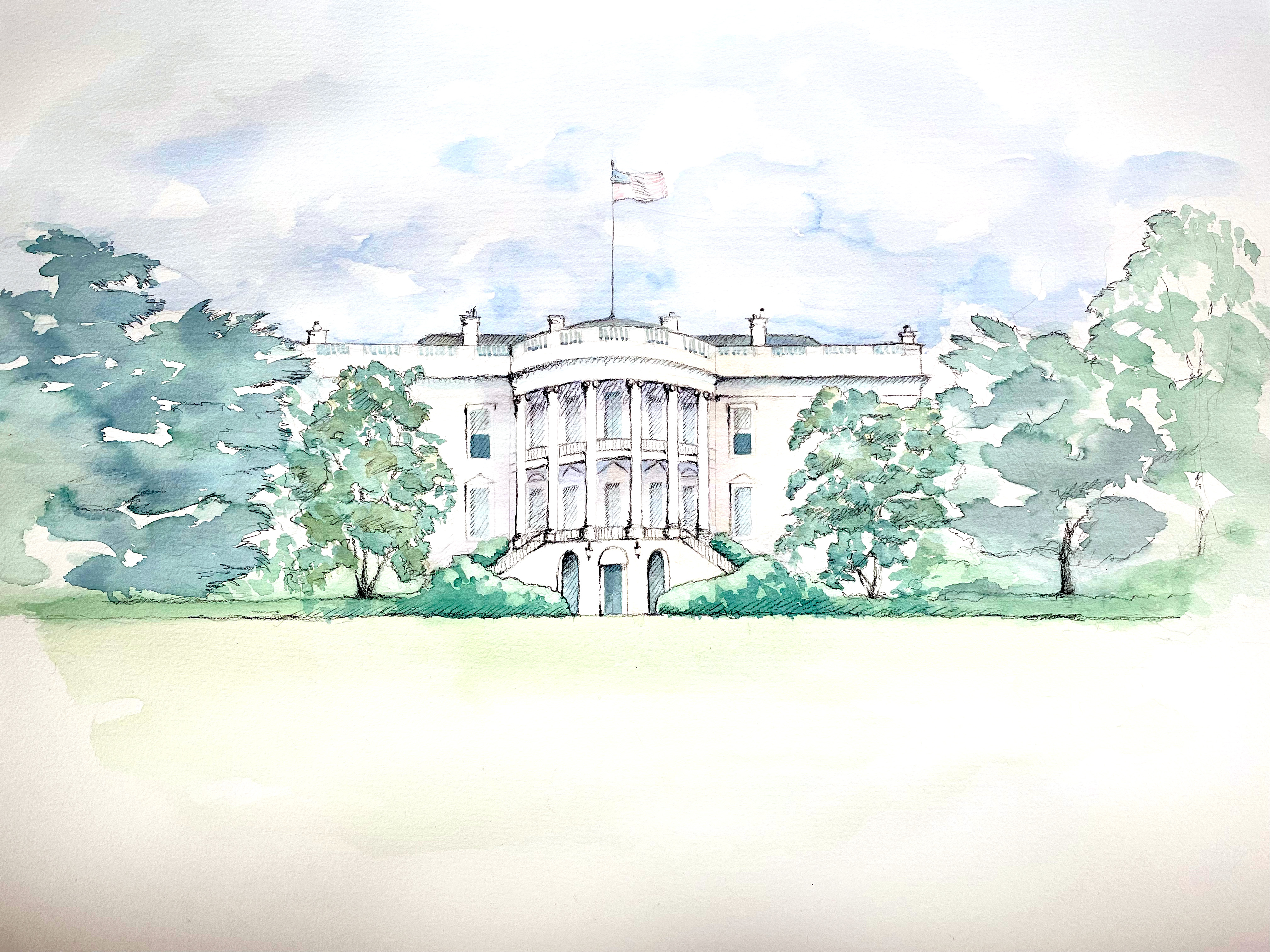 DC Landscape White House Watercolor